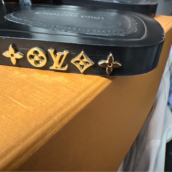 Louis Vuitton authentic flat peplum mule as 38 $1080 black how gold - Picture 4 of 9